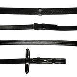 Leather & Rubber Grip Reins (Flat) with white stitching (Silver Billet)