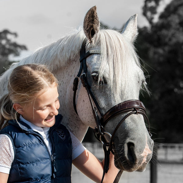 'Amie' Rolled Leather Bridle (Hanoverian) (Lumi Pony)