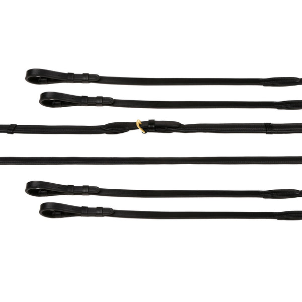 Double Bridle Reins Set (Flat) - (Gold fittings)